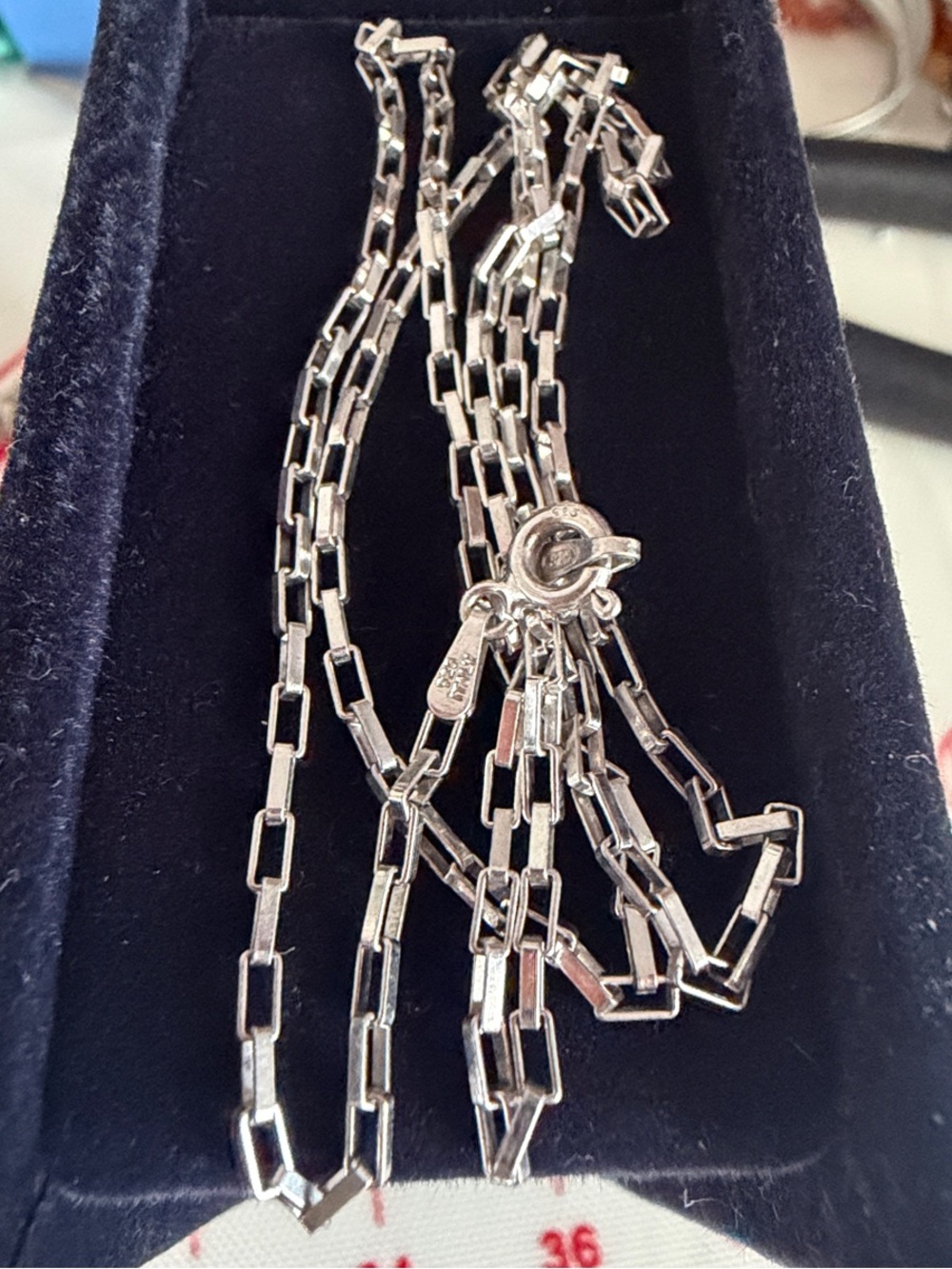 Rare Italy Sterling Silver Box Link Chain Necklace